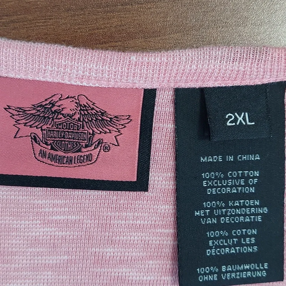 Harley-Davidson Pink Long Sleeve Henley Tee - Picture 5 of 6